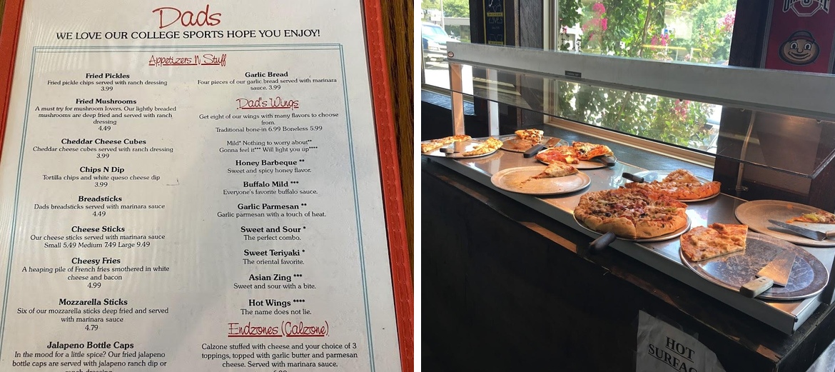 Dad's Pizzeria Menu